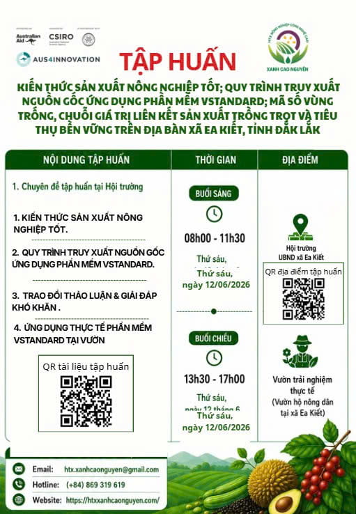 Tập Huấn Kiến Thức Sản Xuất Nông Nghiệp Tốt Và Truy Xuất Nguồn Gốc V-Standard Tại Xã Ea Kiết